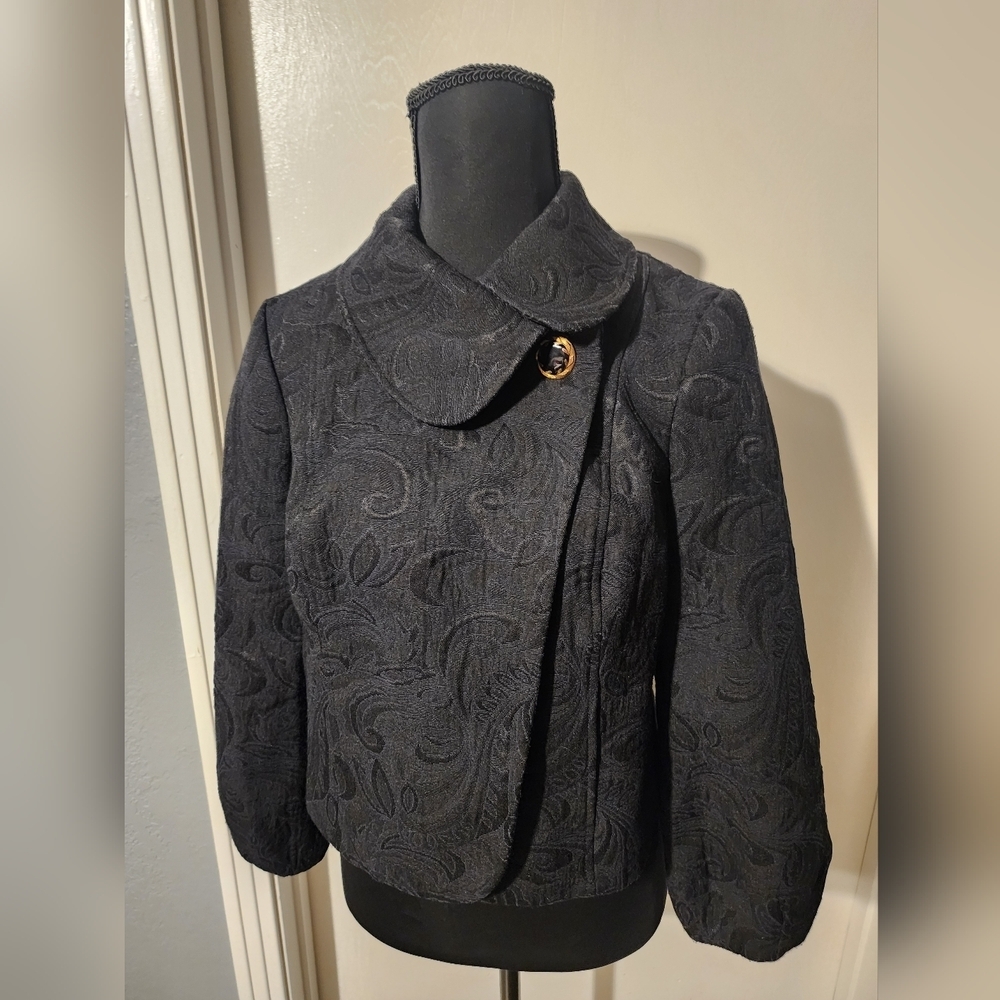 Cropped, black pea coat. Size Medium